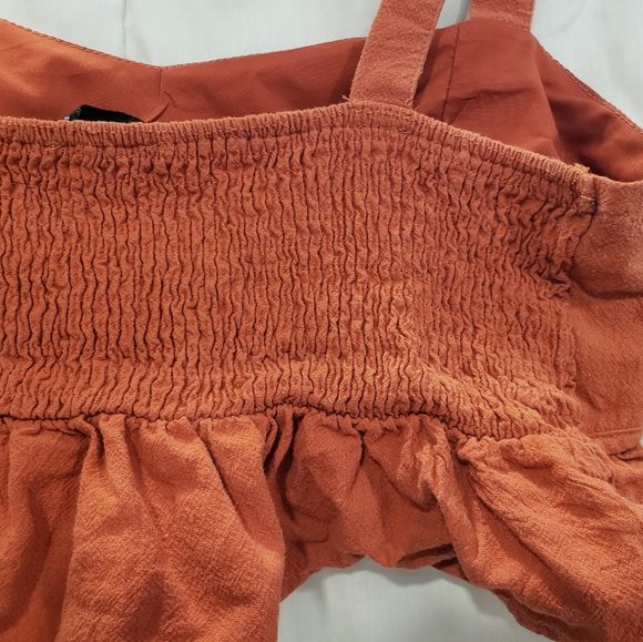 ORANGE Ruffle Trim Crop Top - Picture 3 of 4